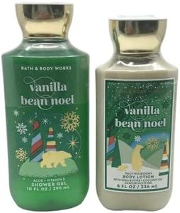 Bath and Body Works Gift Set of 10 oz Shower Gel and 8 oz Lotion (Vanilla Bean Noel), Multicolor