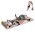 ComSaf Wave Curved Cat Scratching Pad, Foldable Cat Scratcher Cardboard, Corrugated Scratch Pad, Long Scratching Lounge Bed for Cat Kitten Kitty, Protecting Furniture, Reversible