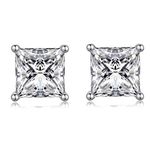 Women Stud Earrings,Sterling Silver 6mm Princess Cut Clear Cubic Zirconia Stud Earrings,Square CZ Stud EarringsSimple Fashion Earrings Studs18K White Gold Plated Sterling Silver EarringsInfinity Shining Unisex Stud EarringsWomen Fashion Earrings Nickel Free,Hypoallergenic Earrings