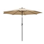 TANGZON 2.7m Outdoor Patio Umbrella, Garden Parasol with Tilt System, Crank Handle, Vented Top, 8 Steel Ribs, UV Protective Market Umbrella for Poolside Deck Lawn Commercial (Beige)