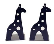 21CM Cute Cartoon Fashion Hollow Giraffe Bookend Kids Book End Nonskid Iron Metal Bookends Library School Office Home Study Book End Gifts (Black)