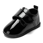 ohsofy Infant Baby Boy Oxford Shoes PU Leather Loafers Rubber and Soft Sole Wedding Dress Shoes Toddler Girl Baby Walking Shoes, B1_black, 6-12 Months Infant