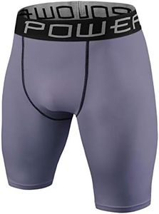 PowerLayer Boys' Compression Base Layer Thermal Skins Shorts - Space Grey, 8-10 Years (Boys Medium)