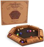 WOOD CITY Shut The Box Game Wooden for 6 Players, Close The Box Math Game for Kids Adults with 16 Dice, 6 Way Tabletop Quick Board Game for Family Friends 3+ Years Old in Classroom, Party or Pub