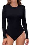 Shen&Qege Women's Bodysuits Crew Neck long Sleeve Bodysuits Tops