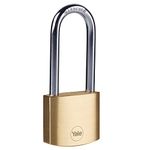 Yale - Y110B/40/152/1 Standard Security 40mm Brass Padlock with Long Shackle - Long Hardened Steel Shackle - 3 Keys