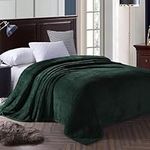 Exclusivo Mezcla Twin Size Fleece Bed Blanket, 150x200 CM Soft Jacquard Weave Waffle Pattern Blankets for Bed Settees, Forest Green Blanket