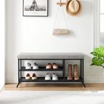 IDEALHOUSE 2024 New Shoe Bench – 2-Tier Shoe Storage Bench for Entryway, Storage Organizer with Cushion, Metal Frame, Adjustable Shelf for Hallway, Bedroom, Living Room, Dorm– Stylish and Functional