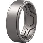 ThunderFit Silicone Rings for Men Patterned Breathable Step Edge 8mm Wide - 2.2mm Thick (Gun Metal C - Size 8.5-9 (18.9mm))