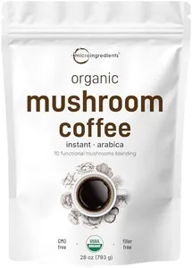 Organic Instant 10 in 1 Mushroom Coffee Powder, 28 Ounce (317 Servings) | Weight & Immune Support | Premium Arabica Coffee with Lion’s Mane, Chaga, Reishi,& More