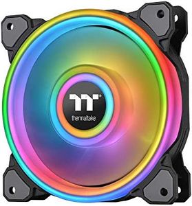 Thermaltake Riing Quad 120mm 16.8 Million RGB (Alexa, Razer Chroma sync-able), 4 Light Rings 54 Addressable LED, 9 Blades Hydraulic Bearing Case/Rad Fan (NO Controller),1-Pack, CL-F088-PL12SW-C, Black