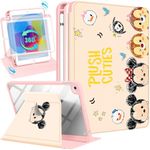 Besoar for iPad Mini 1/Mini 2/Mini 3/Mini 4/Mini 5 for Women - Girly Kids Cute Kawaii Cartoon Design Covers,360 Degree Rotating Folio Stand Pencil Holder for iPad Mini 1st/2nd/3th/4th/5th,Miqi Mini