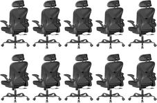 Keratee Ergonomic Office Chair Set of 10 with Adjustable Lumbar Support and Headrest, Mesh Home Office Desk Chair with Wheels and Flip-up Arms, Black