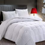 CottonHouse King Size(90x102) All Season Comforter Breathable Hypoallergenic Reversible Quilted White Duvet Insert Down alternative Fill with Corner tabs,Machine Washable.