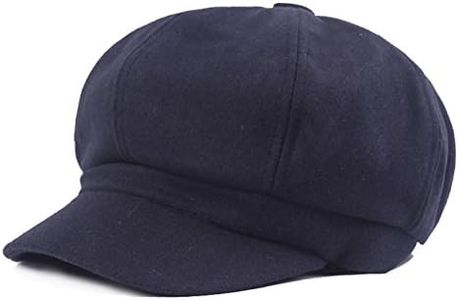 Women Vintage Newsboy Cabbie Peaked Beret Cap Warm Baker Boy Visor Hat Flat Cap Navy