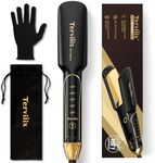 Terviiix Titanium Flat Iron Hair Straightener - ARC Non-Snagging for Smooth, One-Swipe Results, Salon-Grade Wide 1-3/4 Inch Straightening Iron Saves Time on Thick, Curly, Black & Natural Hair, Gold