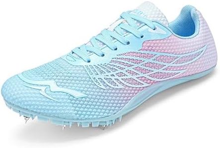 SDEQA New Track and Field Shoes for Mens Women Kids Boys Girls 8 Spikes Running Racing Shoes for Race Jumping Sprint Athletic Training,A,4 UK