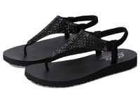 Skechers Women's Meditation-Rockstar Flip-Flop, Black/Black, 8