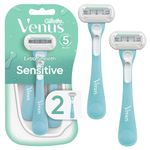 Gillette Venus Embrace Sensitive Women's Disposable Razor, 2 Count, Womens Razors / Blades