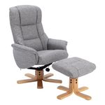 Cairo Swivel Recliner Chair & Footstool in Lisbon Fabric (Lisbon Rock)