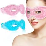 Heyu-Lotus 2 Pcs Cooling Eye Mask, Reusable Gel Eye Mask for Puffy Eyes Freezer Eye Mask Hot Cold Therapy Eye Mask for Swollen Eyes, Dark Circle, Swollen Eyes, Stress, Headache, Migraine(Blue&Pink)