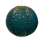 Wanna Party Aqua Blue Gold Party Decorations 12 inch Round Chinese Paper Lanterns,Blue with golden polka dots Paper Lanterns Decorative for Wedding Baby Shower Birthday Party