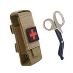 Upgrade Tourniquet Pouch with Shear, Molle Tourniquet Holder, Tactical TQ Trauma Tourniquets Scissors (Khaki Without Tourniquet)