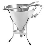 Stainless Steel Confectionery Funnels with Stand and 3 Nozzles, Commercial Grade Cake Decorating Tool Bakery Use, Precise Dispensing and Filling