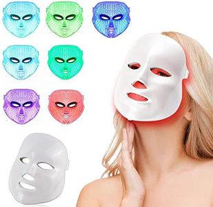 Led Face Mask Light 7 Led Light Therapy Facial Skin Care Mask - Blue & Red Light Treatment Acne Photon Mask - PDT Technology for Acne Reduction