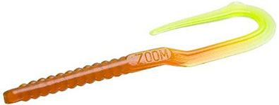 Zoom Bait U Tail Worm Bait, Motoroil Chartreuse, 6-Inch, Pack of 20