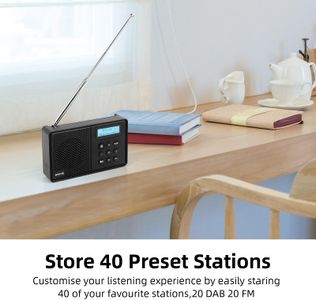 WOVTE DAB+ Portable Digital Radio – Bluetooth, Rechargeable, 40 Presets