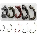 Fishing Hooks Size with Tackle Box 80pcs Worm Fishing Hooks for Senko Baits Lure Wide Gap Fishing Hooks 5 Size Mixed Saltwater Fishing