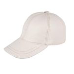 Zessano Genuine Leather Unisex Baseball Cap - 100% Sheep Leather Mens and Womens Baseball Cap with Adjustable Back Strap (White)