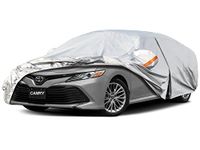 kayme 6 Layers Car Cover Custom Fit for Toyota Camry Sedan/Solara (1996-2021) Waterproof All Weather for Automobiles, Outdoor Full Cover Rain Sun UV Protection with Zipper Cotton/Silver