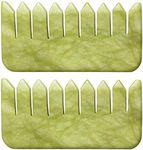 Jade Gua Sha Comb, 2pcs Green Jade 