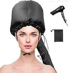 Upgraded Hair Dryer Bonnet Attachment, Adjustable Bonnet Hood Hair Dryer Hat for Hand Held Hair Dryer, Hooded Hair Dryer Cap with Stretchable Grip and Extended Hose Length for Hair Care (Black)