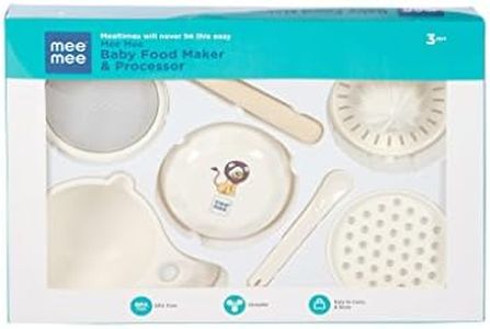 Mee Mee Multi-Purpose Manual Baby Food Maker & Processor with Bowl, Spoon, Juicer, Masher Grater, Strainer for Easy Travel, Food Grade Material, Non-Toxic, BPA Free (White)
