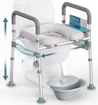 HOMLAND Raised Toilet Seat with Handles, FSA HAS Eligible 500lb Toilet Seat Riser for Seniors with Bedpan, Adjustable Height & Width, Handicap Elevated Toilet Seat for Elderly, Bedside, Fit Any Toilet