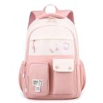 Makukke School Backpack Girls Teenage Cute Book Bag, School Bag Boys Multi Bag Waterproof Backpack Satchel for Girls, Pink Backpack