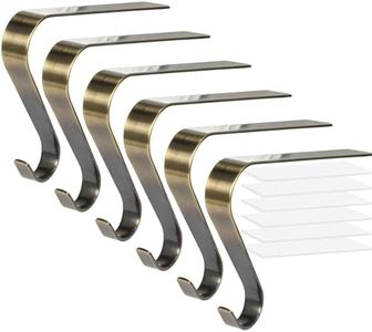 HMASYO Christmas Stocking Holders for Mantel Set of 6, Bronze Metal Fireplace Stocking Holders, Non-Slip Stocking Mantel Hangers Hooks for Christmas Party Decoration
