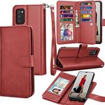 Galaxy A03S Case, [US Version] Galaxy A03S Wallet Case, Tekcoo Luxury PU Leather Cash Credit Card Slots Holder Carrying Folio Flip Cover [Detachable Magnetic Case] Kickstand for Samsung A03S [Red]