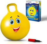 New Bounce Hopper Ball for Kids - Bouncing Ball with Handle - Outdoor Toys for Ages 5,6,7,8,9 - Yellow Bouncy Ball w/Pump