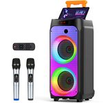 JYX Karaoke Machine with 2 Wireless Microphones for Adults, Big Bluetooth Party Speaker with LED Disco Lights, Supports USB/AUX/SD Card/TWS, Ideal for Home & Outdoor Use (500W)