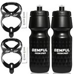 GEMFUL Bike Water Bottles with Bicycle Holder 750ml Mtb Cycling Squeeze 24 oz Sport Bottle 2 Pack Black