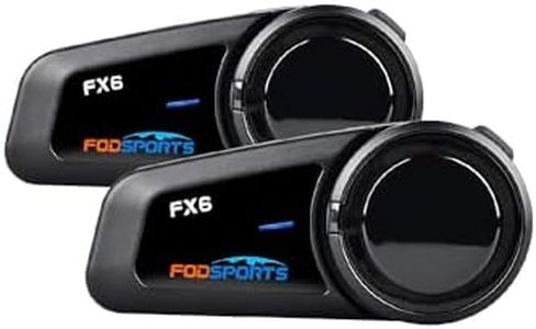 Fodsports FX6 Motorbike Bluetooth Intercom, Motorcycle Bluetooth Headset for 6 Riders, Bluetooth Helmet Intercom Communication Systems with FM Radio, Stereo Music, Waterproof, Handsfree, GPS, 2 Pack
