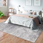 TQONEP Modern Abstract Area Rug 8x10, Washable Area Rug with Non-Slip Backing, Low-Pile Modern Carpet for Living Room, Bedroom,Dining Room,Kitchen,Office,Large Area Rug (Gray Abstract, 8' x 10')