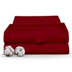 Minor Monkey Queen Size Egyptian Cotton Sheets 1000 Thread Count 4 PC Bedsheet Set Burgundy 16" Deep Pockets Extra Long Staple Luxury Hotel Quality Cooling Bedding Sets Sateen Weave Sheets