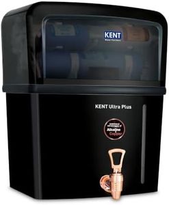 KENT Ultra Plus UV Water Purifier | UV+UF+Alkaline+Copper Water Purification | With Benefits of Alkaline & Copper | Fully Automatic Operation | Wall Mountable | 8L Storage | 60 L/hr Output | Black