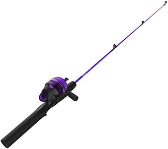 Zebco Dock Demon Spincast Reel and Fishing Rod Combo, 30-Inch Durable Fiberglass Rod, Quickset Anti-Reverse Fishing Reel, Purple