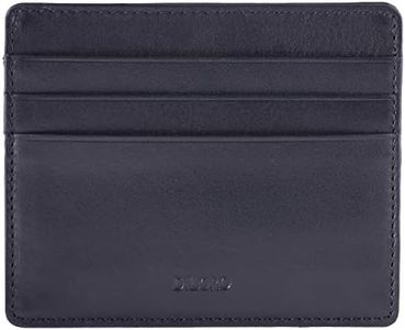 DiLoro Ultra Slim Minimalist Mens Leather Travel Card Wallet RFID Blocking (Black Nappa)